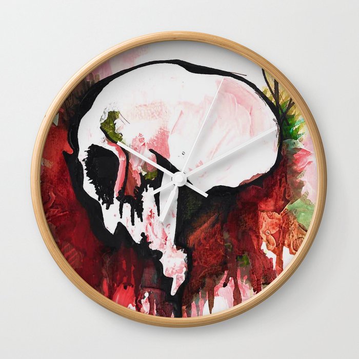 Flower Skull Wall Clock