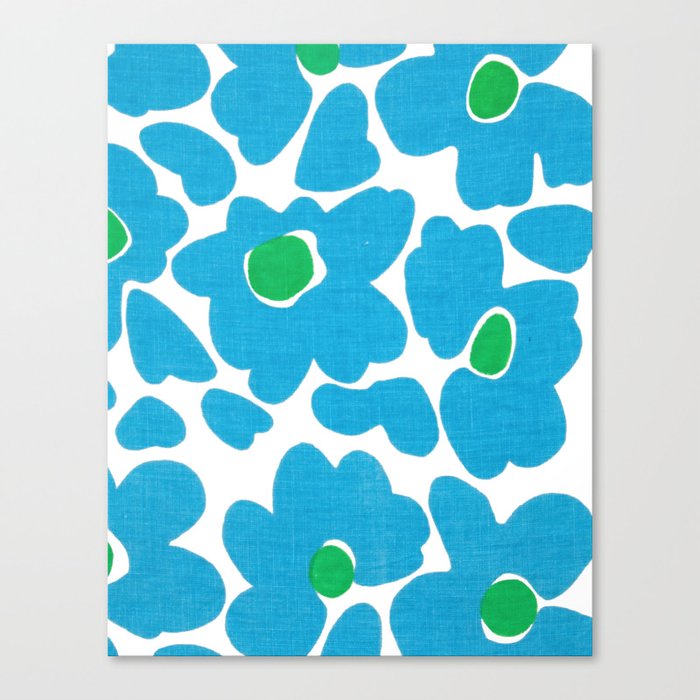 Mod Flower in Blue and Green Canvas Print