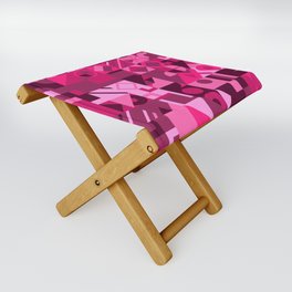 Pink, Red, Brown Colorful Minimalist Geometric Design Gift Pattern Folding Stool
