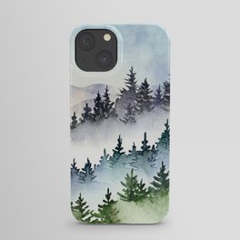 Misty Mountain Pines - Foggy Forest Watercolor Painting iPhone Case