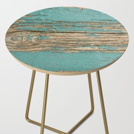 Rustic Wood Ages Gracefully - Beautiful Weathered Wooden Plank - knotty wood weathered turquoise pai Side Table