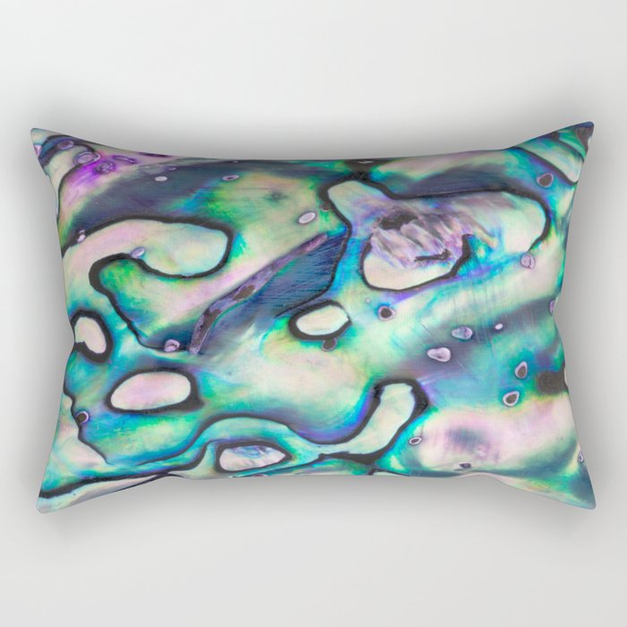 Purpley Green Mother of Pearl Abalone Shell Rectangular Pillow