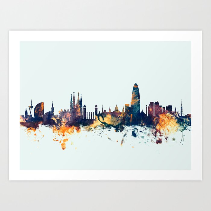 Barcelona Spain Skyline Art Print