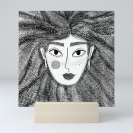 Woman black and white Mini Art Print