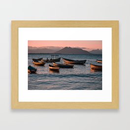 Boats at Sunset Framed Art Print