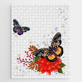 Colorful floral & butterflies  Jigsaw Puzzle