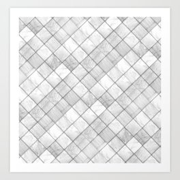 Faux Patchwork Quilting - White & Silver Pattern Art Print | Gray, Satin, Mixed Media, Quilting, Patchwork, Whitequilt, Gravityx9, Pattern, Quiltpattern, Graphicdesign 