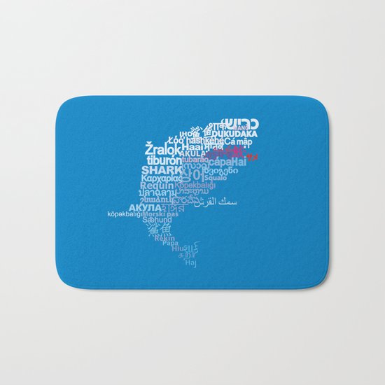 Shark in Different Languages Bath Mat