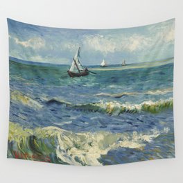 The Sea at Les Saintes-Maries-de-la-Mer by Vincent van Gogh Wall Tapestry