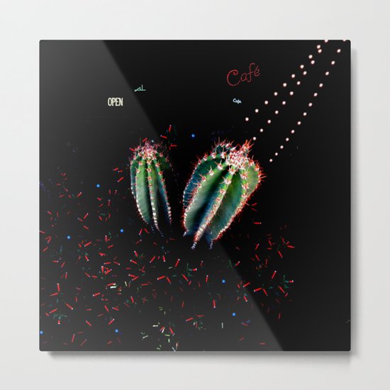 Night Cactus Metal Print