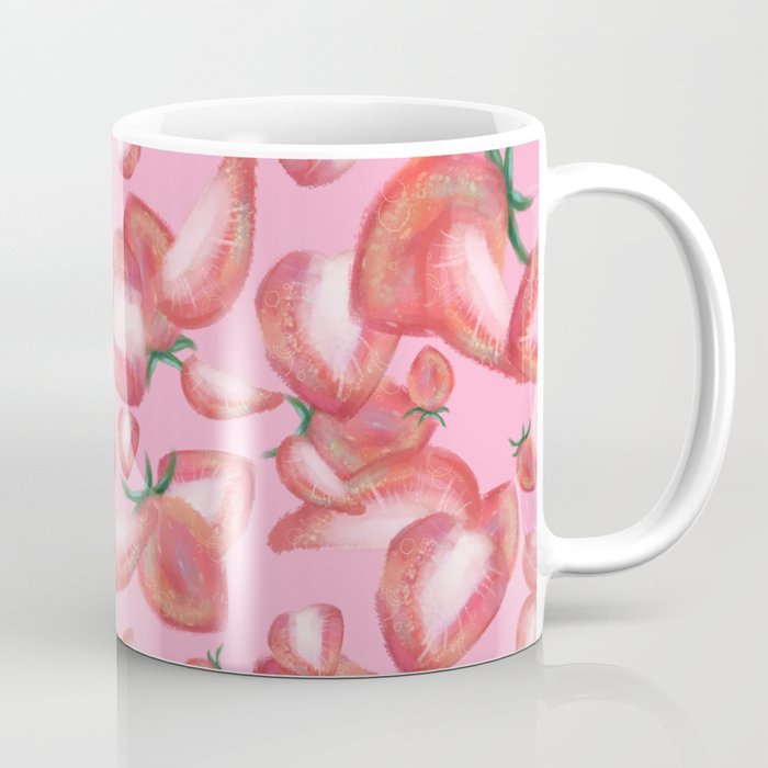 Strawberry fruitistic mix pattern pink Coffee Mug