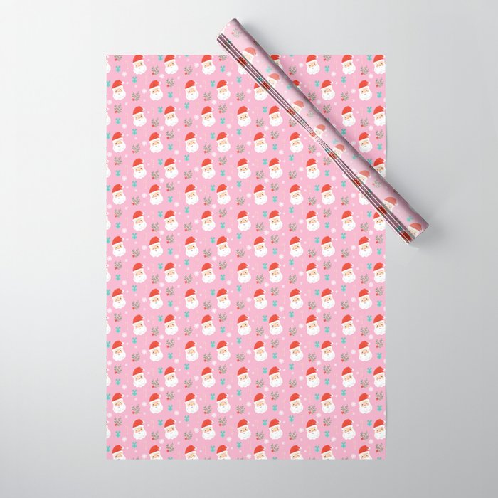 Santa Claus Pink Pattern Wrapping Paper