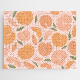 Peach Romantic Pattern Fruits Boho Jigsaw Puzzle