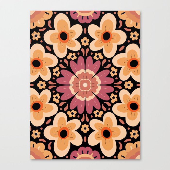 Retro Flowers Canvas Print