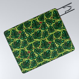 Tropical jungle leaves, bright green botanical pattern Picnic Blanket