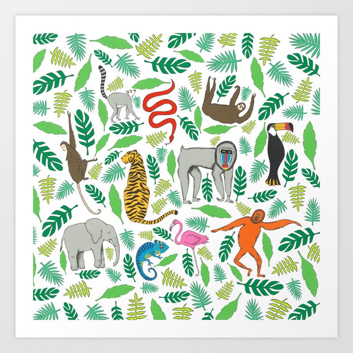 Animals in the Jungle Art Print