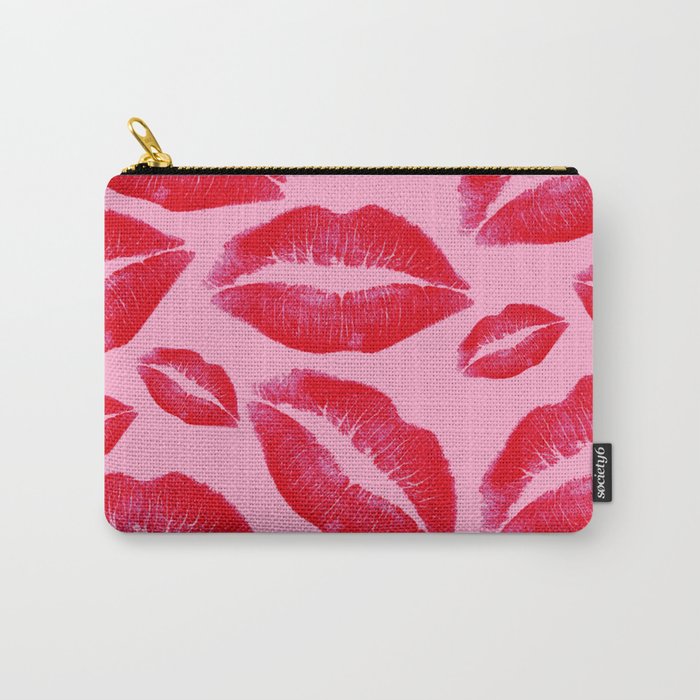  Large Red Lipstick Kiss Pattern - Preppy Aesthetic Carry-All Pouch