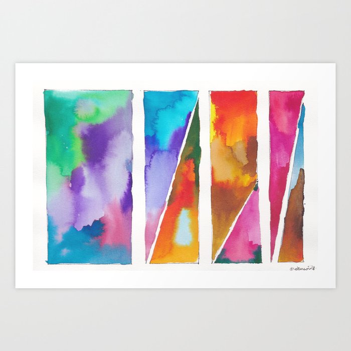 180811 Watercolor Block Swatches 3 | Colorful Abstract |Geometrical Art Art Print By ©Valourine | Society6