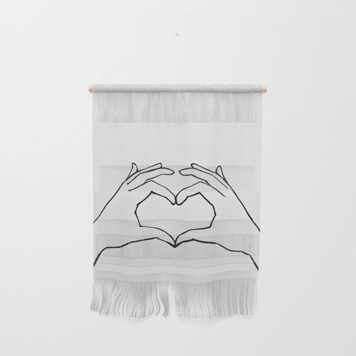 Heart Hands Line Drawing - Share The Love Wall Hanging