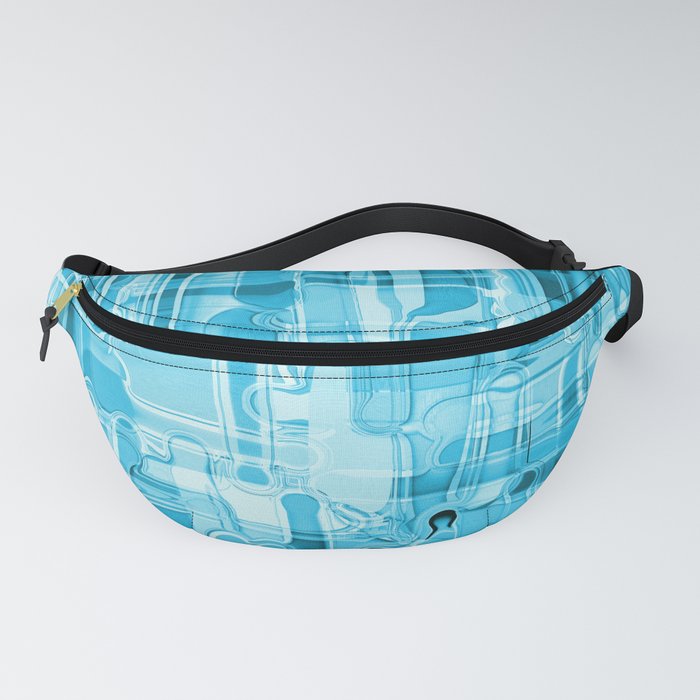 Modern Abstract Digital Paint Strokes in Turquoise Blue Fanny Pack