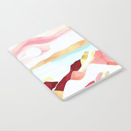 Alpine mountain pink sunset watercolor landscape painting for home, bedroom, living room, and wall decor Notebook