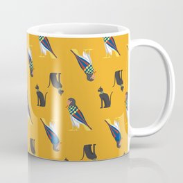 Nice ancient Egypt ethnic pattern with black cats and soul ba birds. Coffee Mug