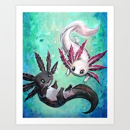 Axolotl Watercolor Art Print Pink Axolotl Painting Axolotl Wall Art  Aquarium Home Decor Underwater Animals Sea Creatures Axolotl Gifts