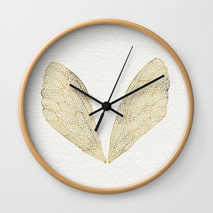 Cicada Wings in Gold Wall Clock