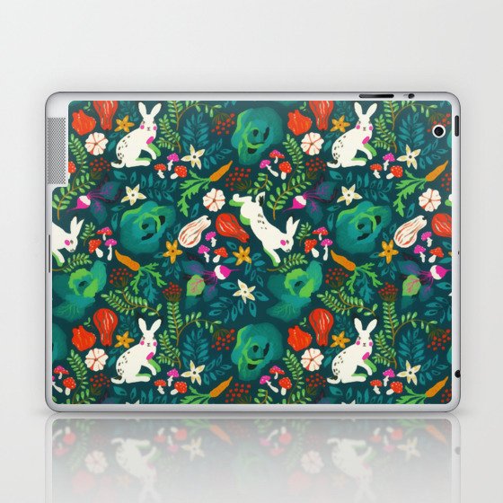 Vintage Rustic Greenery Bunny Floral Garden Laptop & iPad Skin