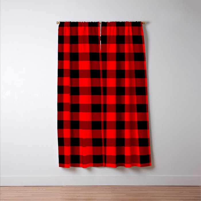 Classic Red And Black Buffalo Check Plaid Tartan Blackout Curtain