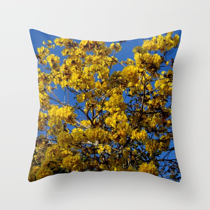 Yellow Tree Fever Throw Pillow