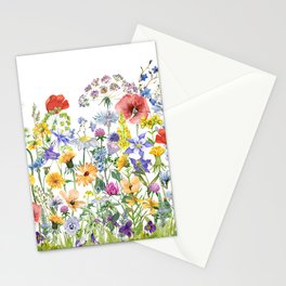 Colorful Midsummer Scandinavian Wildflowers Meadow  Stationery Card