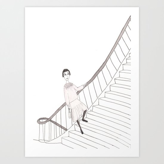 girl on a stair Art Print