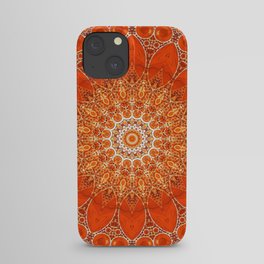 Detailed Orange Boho Mandala iPhone Case