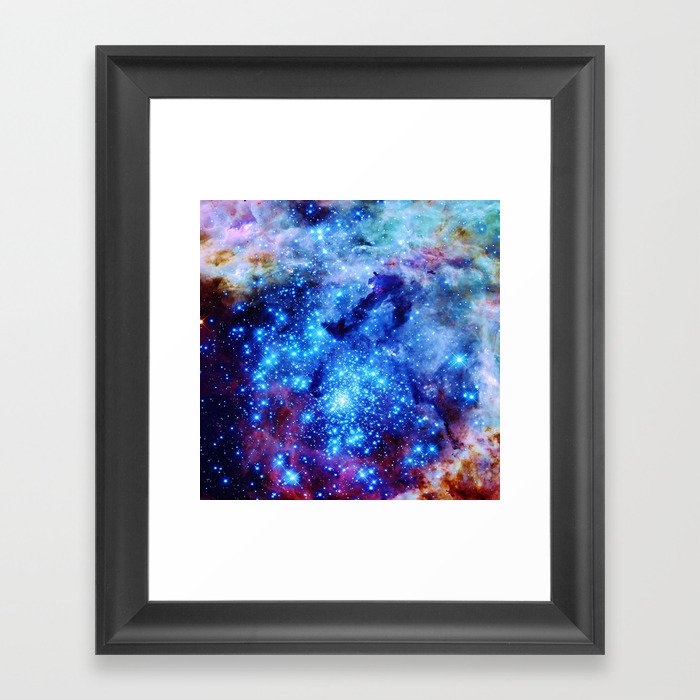 galaxy blue sparkle Framed Art Print