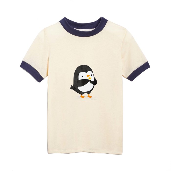Penguin with a flower Kids T Shirt by The Penguins Family | Society6