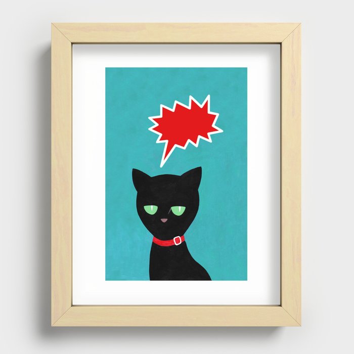 cat -Black cat Recessed Framed Print
