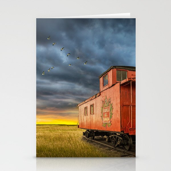 Railroad Train Red Caboose on Prince Edward Island Stationery Cards