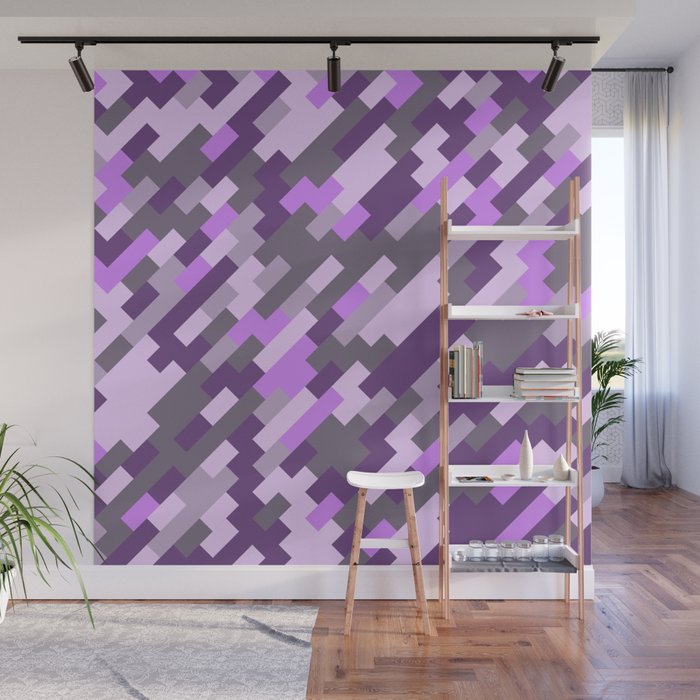 Bright Purple Springtime Rectangle Pattern Wall Mural