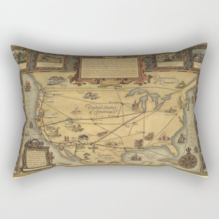 United States of America. Printed in U.S.A. 1928, - Vintage Illustrated Map Rectangular Pillow