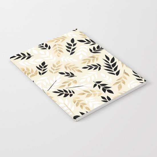 Black, White & Gold Fronds Notebook