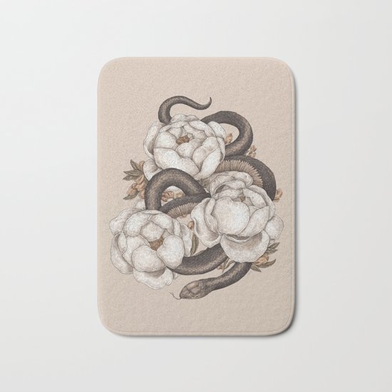 Snake and Peonies Bath Mat