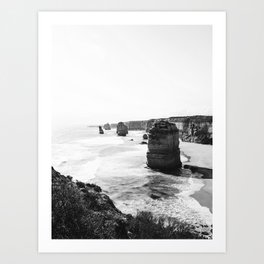 Twelve Apostles Beach Australia - Black and White Nature Photography Art Print