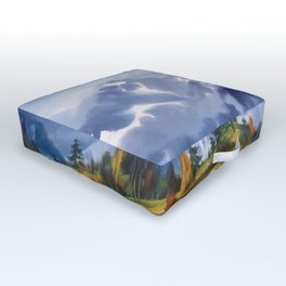 REALLY NICE LANDSCAPE WITH MOUNTAINS WILD RIVER FOREST MIST WOODLAND WATERFALL BLUE SEA Outdoor Floor Cushion