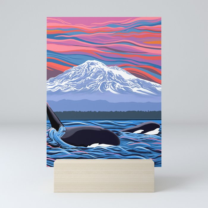 Orca Momma and calf - Ballet Slipper Mini Art Print