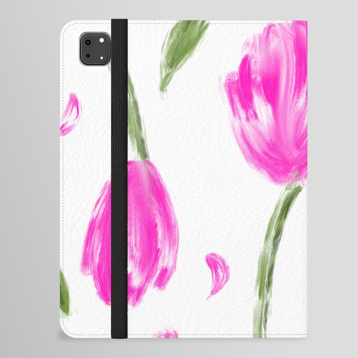 Modern floral pink tulip print iPad Folio Case