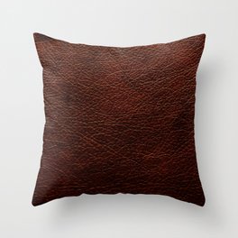 Dark brown leather texture with grunge Throw Pillow