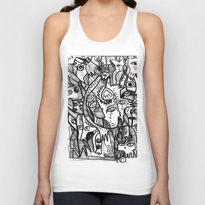 What is in my Head Black and White Hand Drawn  Graffiti Art Tank Top