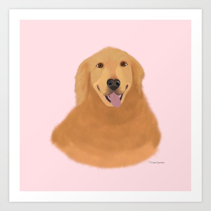 Smiling Golden Retriever Art Print By Misscupcake Society6