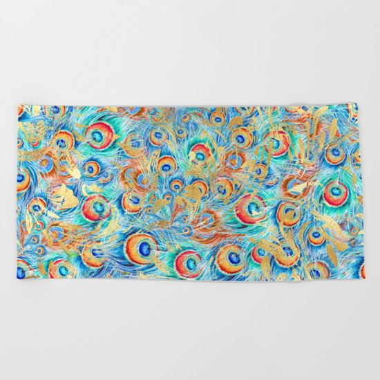 Feather peacock #11 Beach Towel
